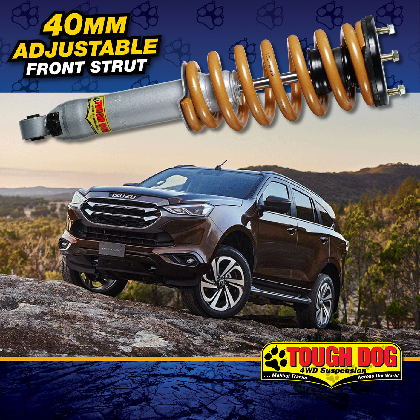 Tough Dog Front Adjustable Assembled Struts Isuzu MU-X