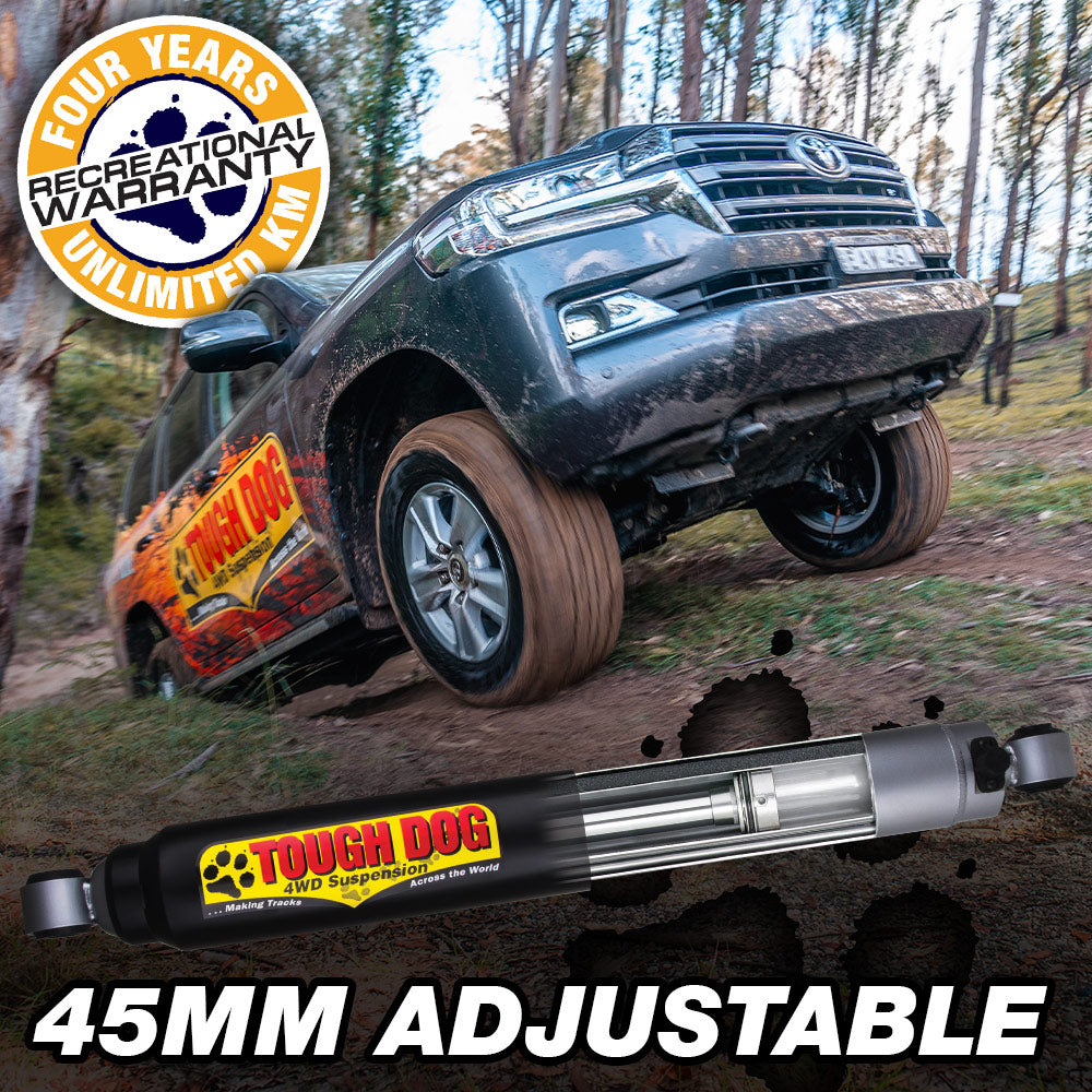 Tough Dog Rear Adjustable 45mm Bore Shocks 200 Series LandCruiser
