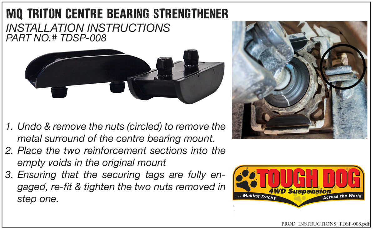 Centre Bearing Strengthening Kit Mitsubishi Triton MQ/MR