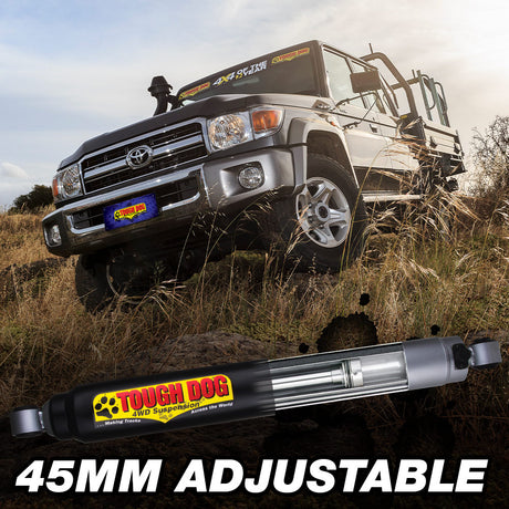 Tough Dog Front Adjustable 40mm Bore Shocks 79 Series (Dual Cab) LandCruiser